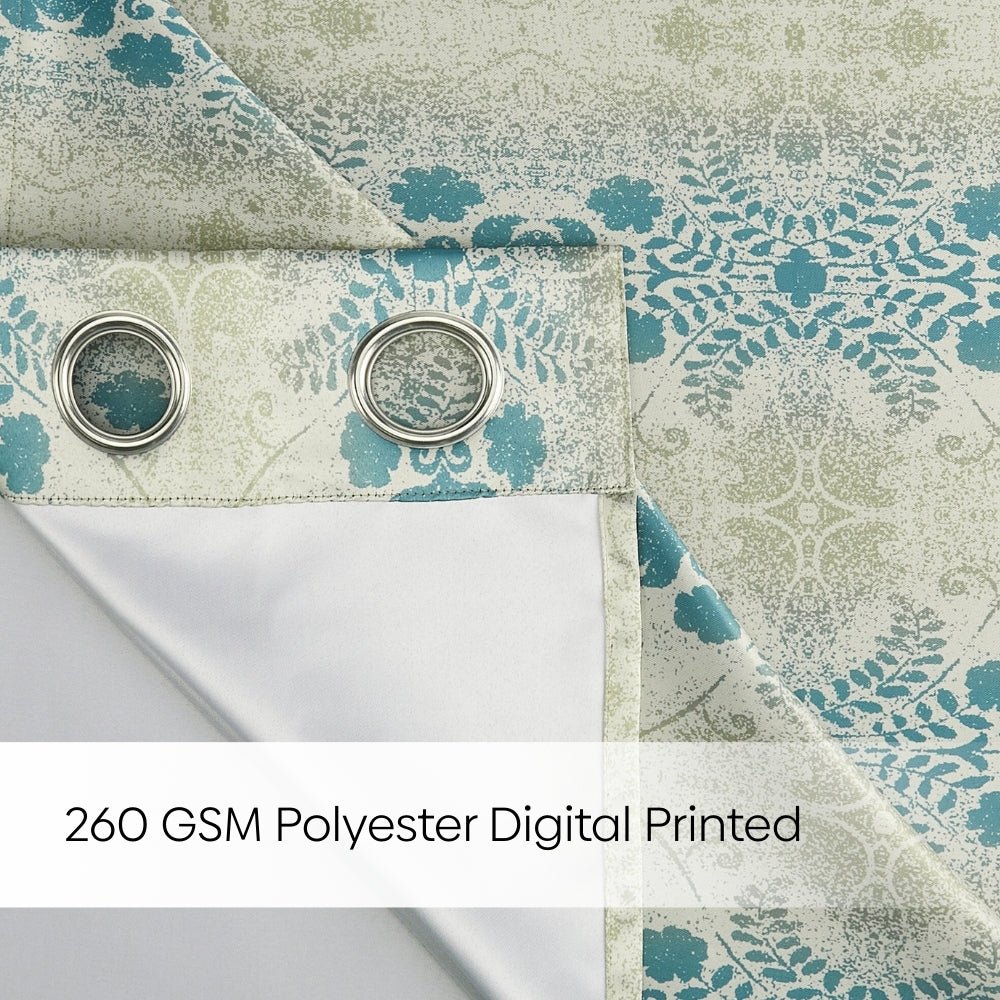 Blackout Panel Digital Printed Pack Of 2 Curtain, Teal - Blackout Curtains | haus & kinder