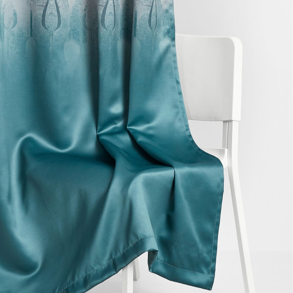 Blackout Panel Digital Printed Pack Of 2 Curtain, Turquoise