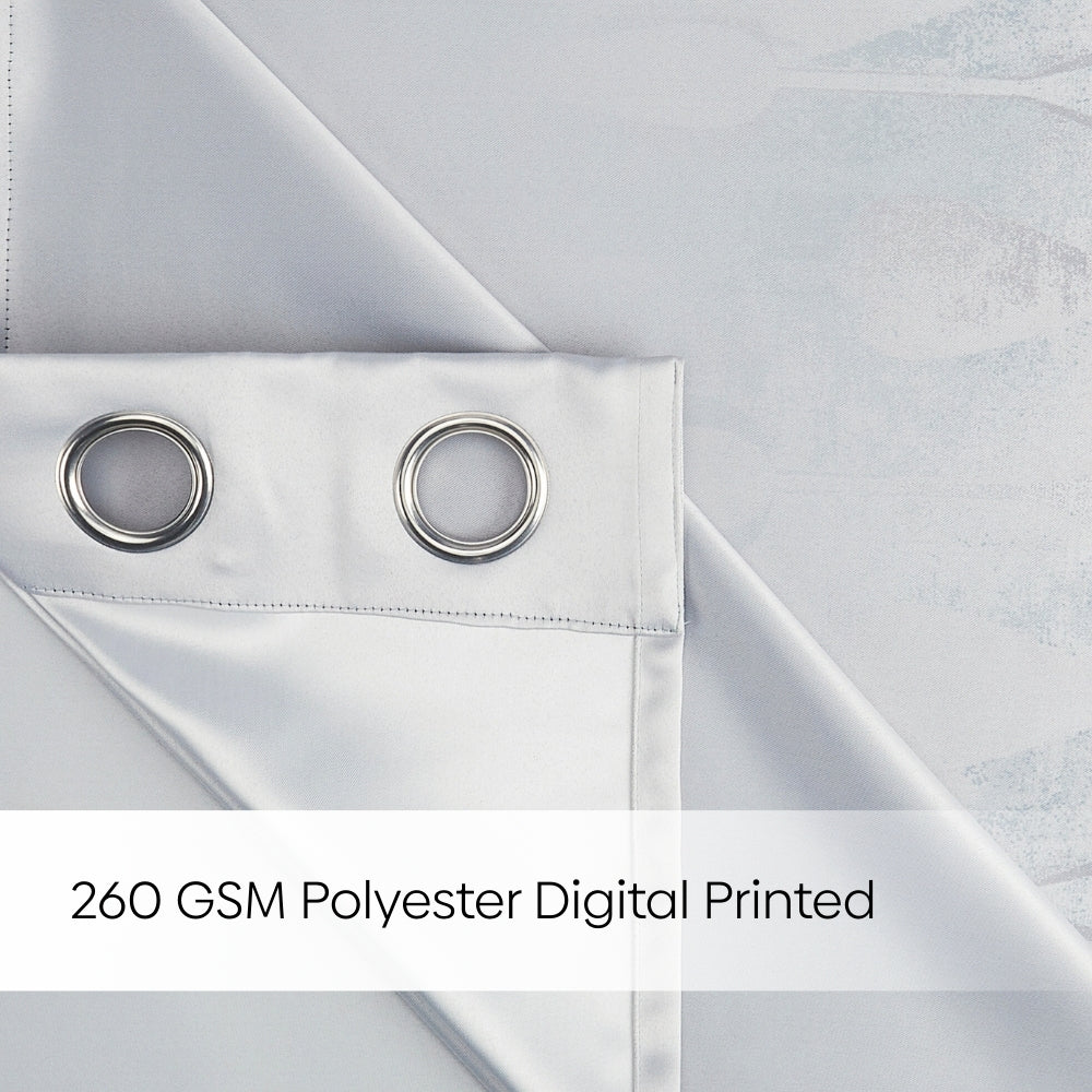 Blackout Panel Digital Printed Pack Of 2 Curtain, Ash