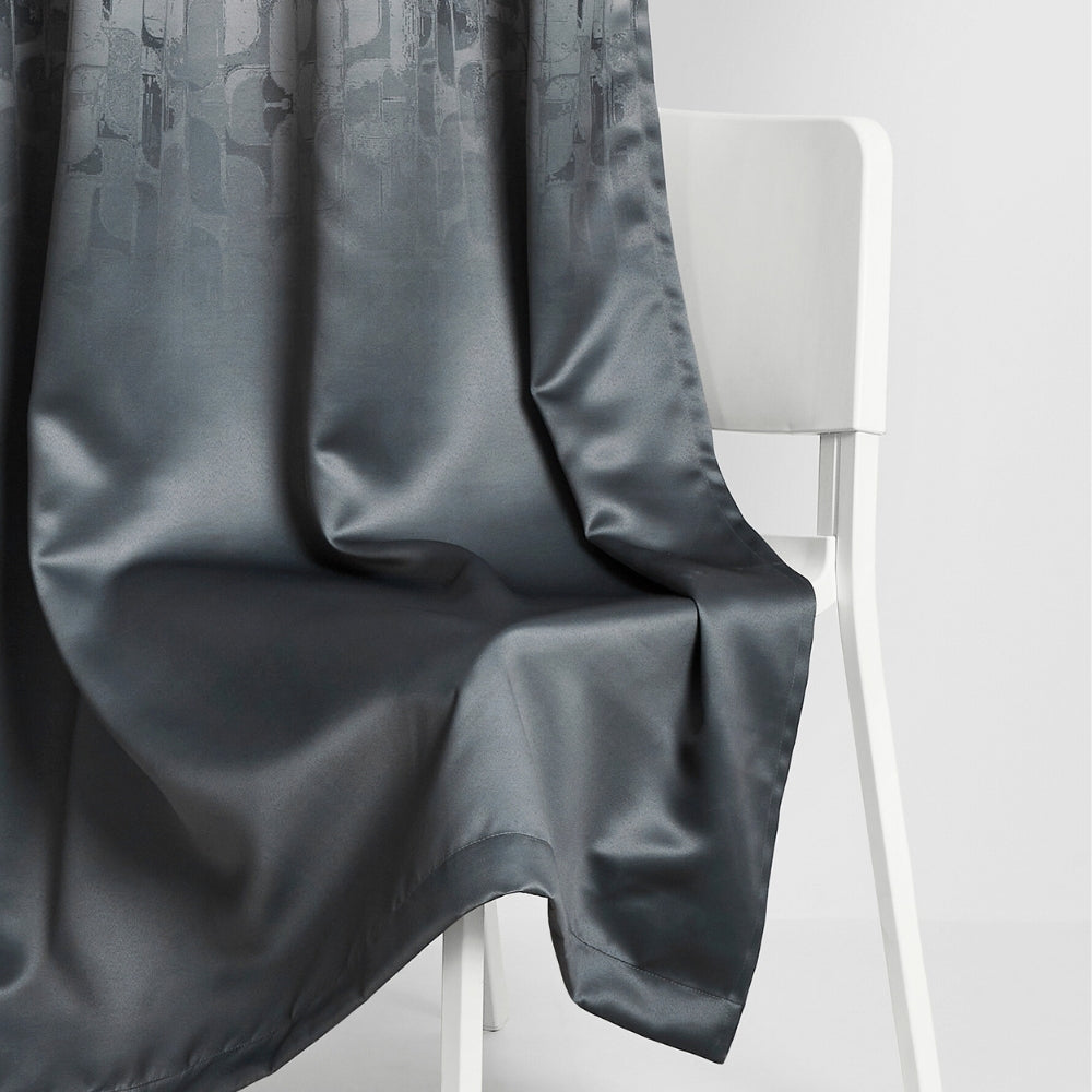 Blackout Panel Digital Printed Pack Of 2 Curtain, Ash