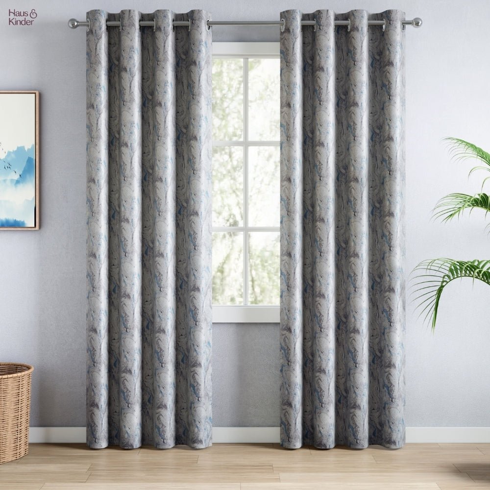 Blackout Digital Printed Pack Of 2 Curtain, Grey - Blackout Curtains | haus & kinder