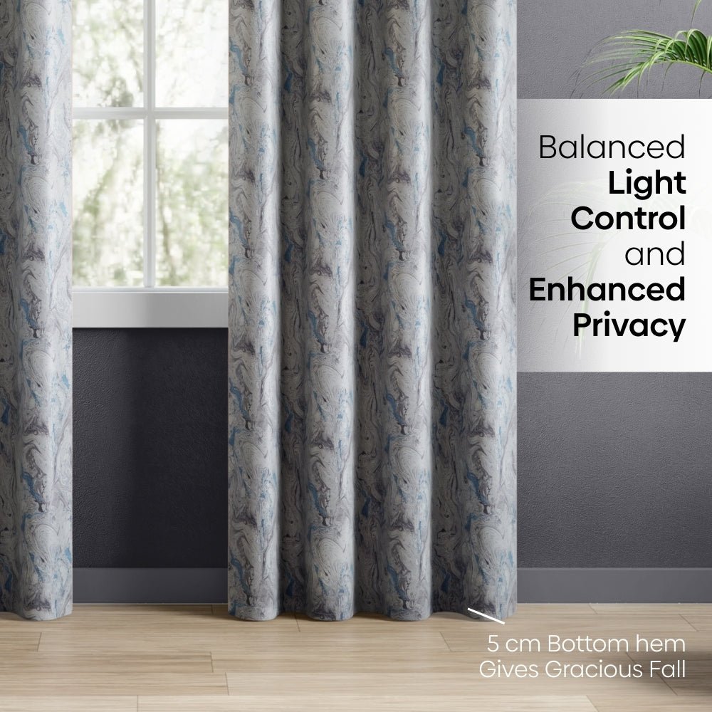 Blackout Digital Printed Pack Of 2 Curtain, Grey - Blackout Curtains | haus & kinder