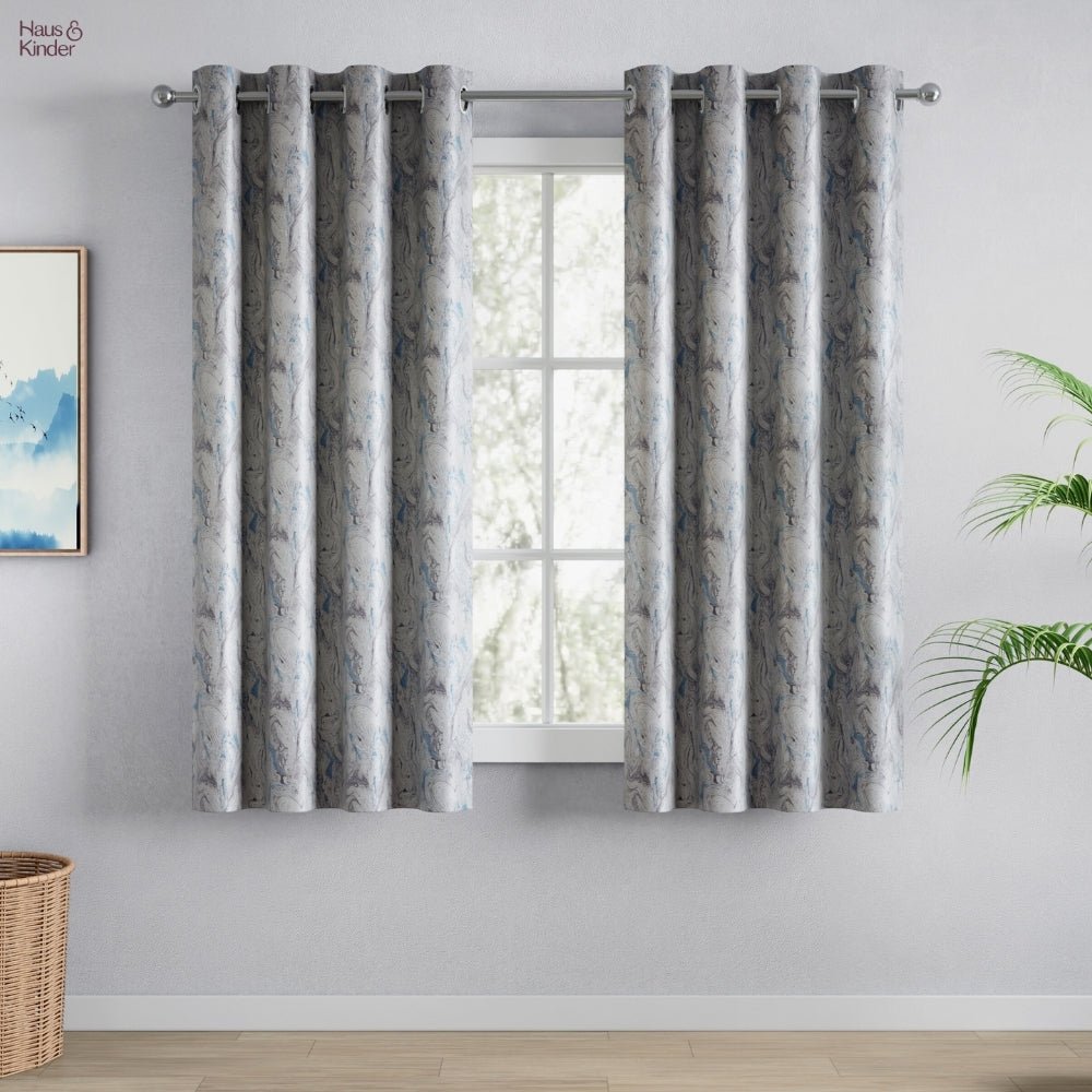 Blackout Digital Printed Pack Of 2 Curtain, Grey - Blackout Curtains | haus & kinder
