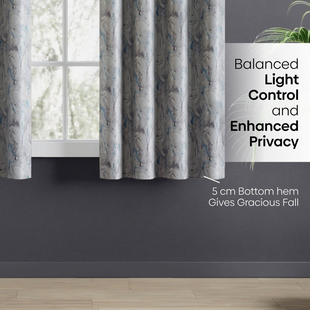 Blackout Digital Printed Pack Of 2 Curtain, Grey - Blackout Curtains | haus & kinder