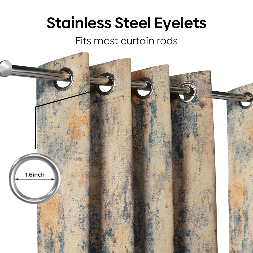 Blackout Digital Printed Pack Of 2 Curtain Fresco Drift, Multicolor