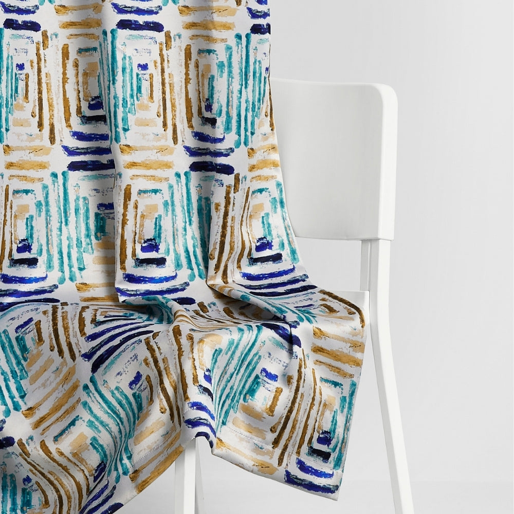 Blackout Digital Printed Pack Of 2 Curtain Atelier Grid, Multicolor