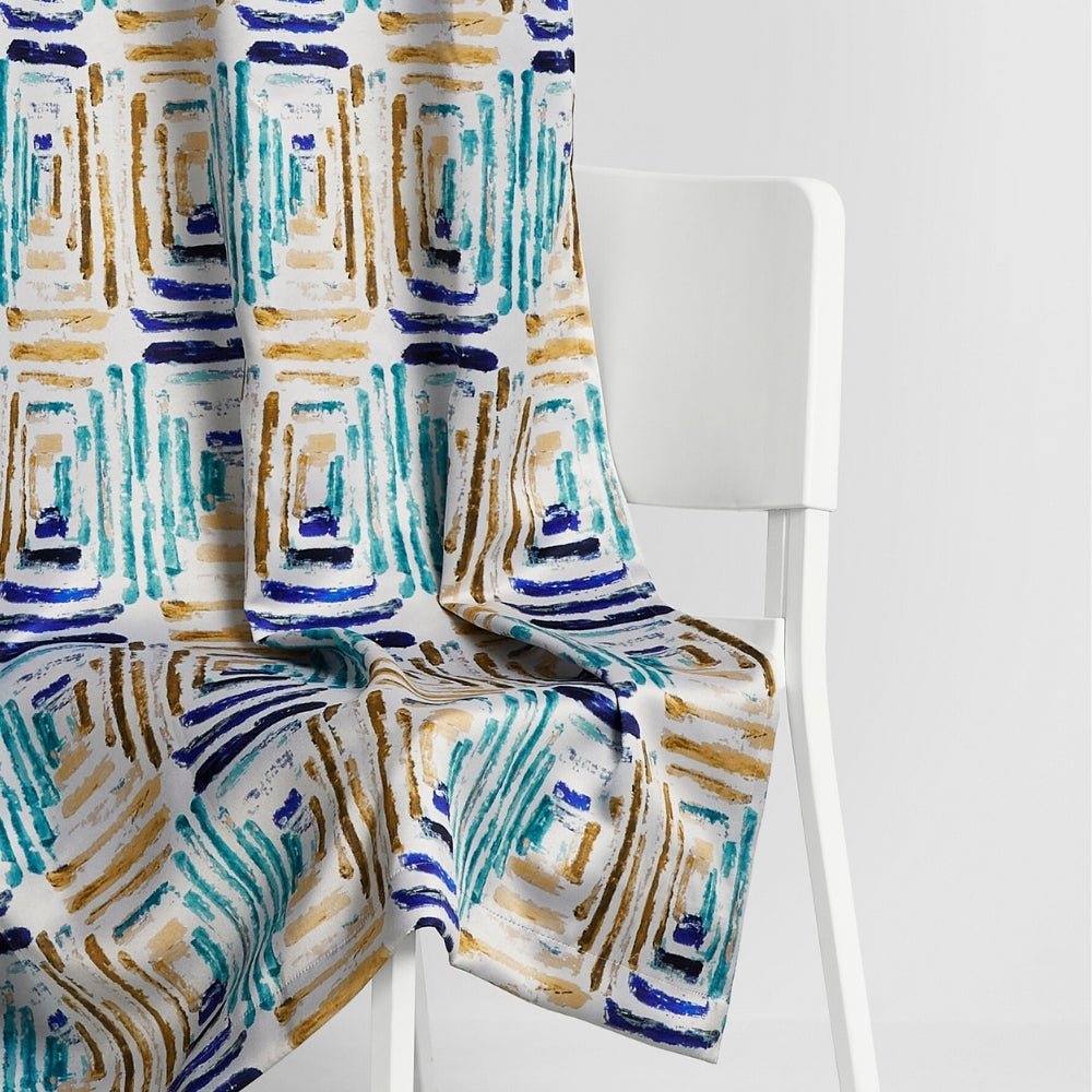 Blackout Digital Printed Pack Of 2 Curtain Atelier Grid, Multicolor - Blackout Curtains | haus & kinder