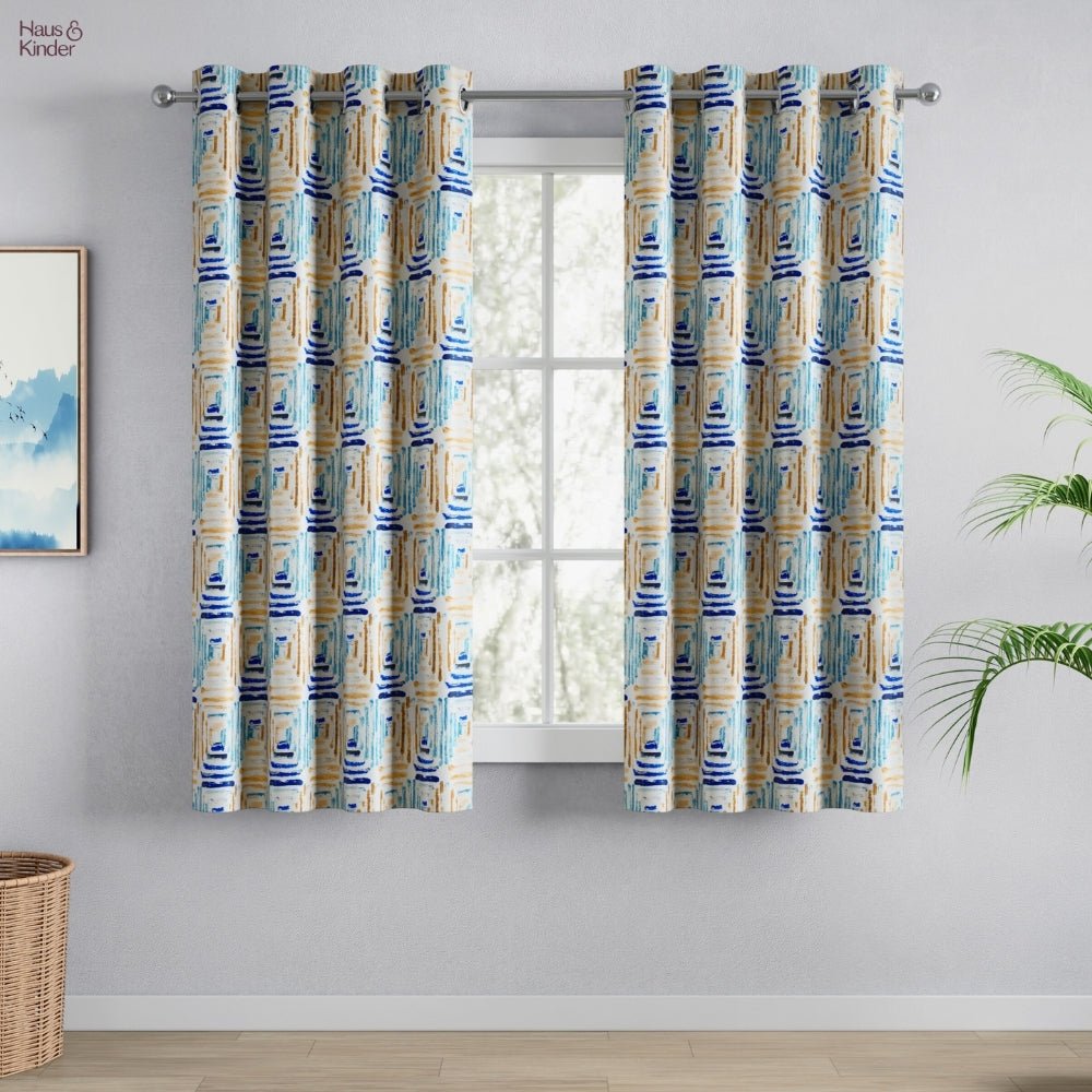 Blackout Digital Printed Pack Of 2 Curtain Atelier Grid, Multicolor - Blackout Curtains | haus & kinder