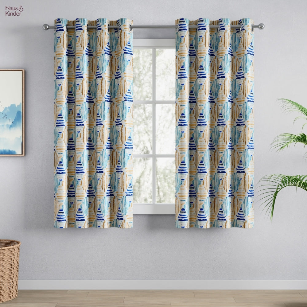 Blackout Digital Printed Pack Of 2 Curtain Atelier Grid, Multicolor