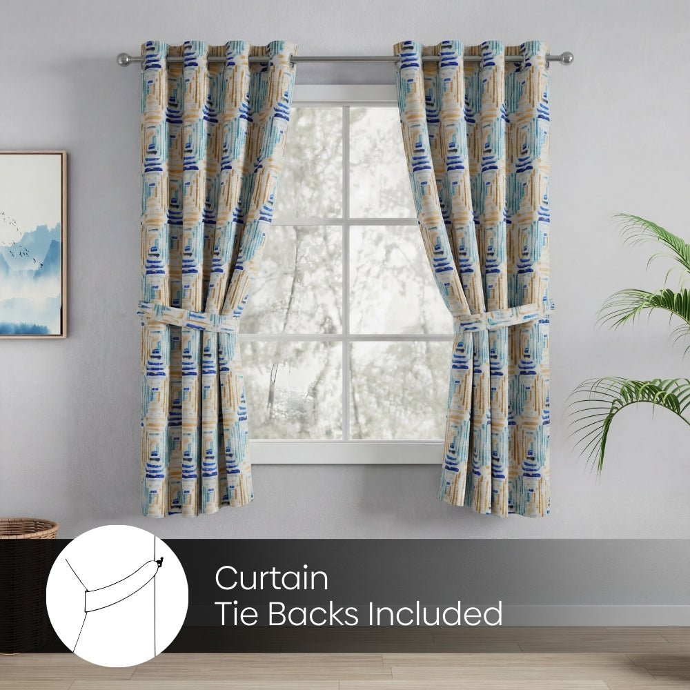 Blackout Digital Printed Pack Of 2 Curtain Atelier Grid, Multicolor - Blackout Curtains | haus & kinder