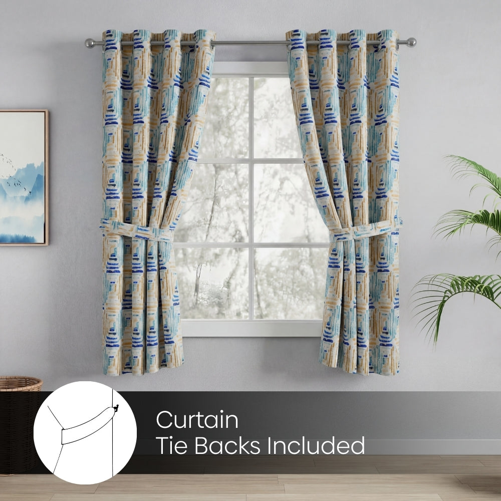 Blackout Digital Printed Pack Of 2 Curtain Atelier Grid, Multicolor