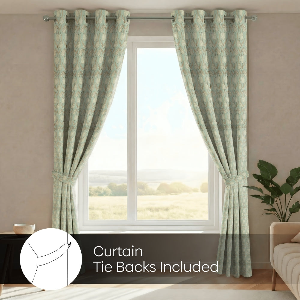 Blackout Digital Printed Pack Of 2 Curtain, Mist