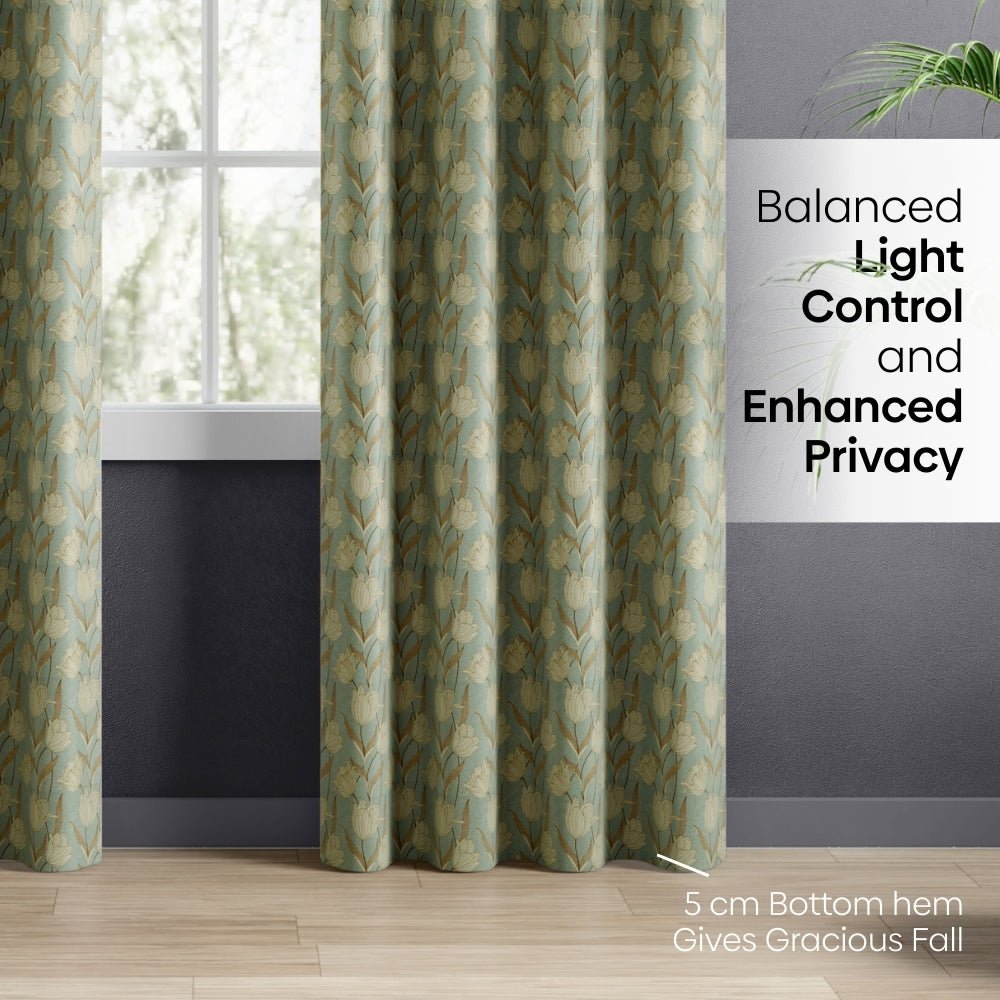 Blackout Digital Printed Pack Of 2 Curtain, Mist - Blackout Curtains | haus & kinder