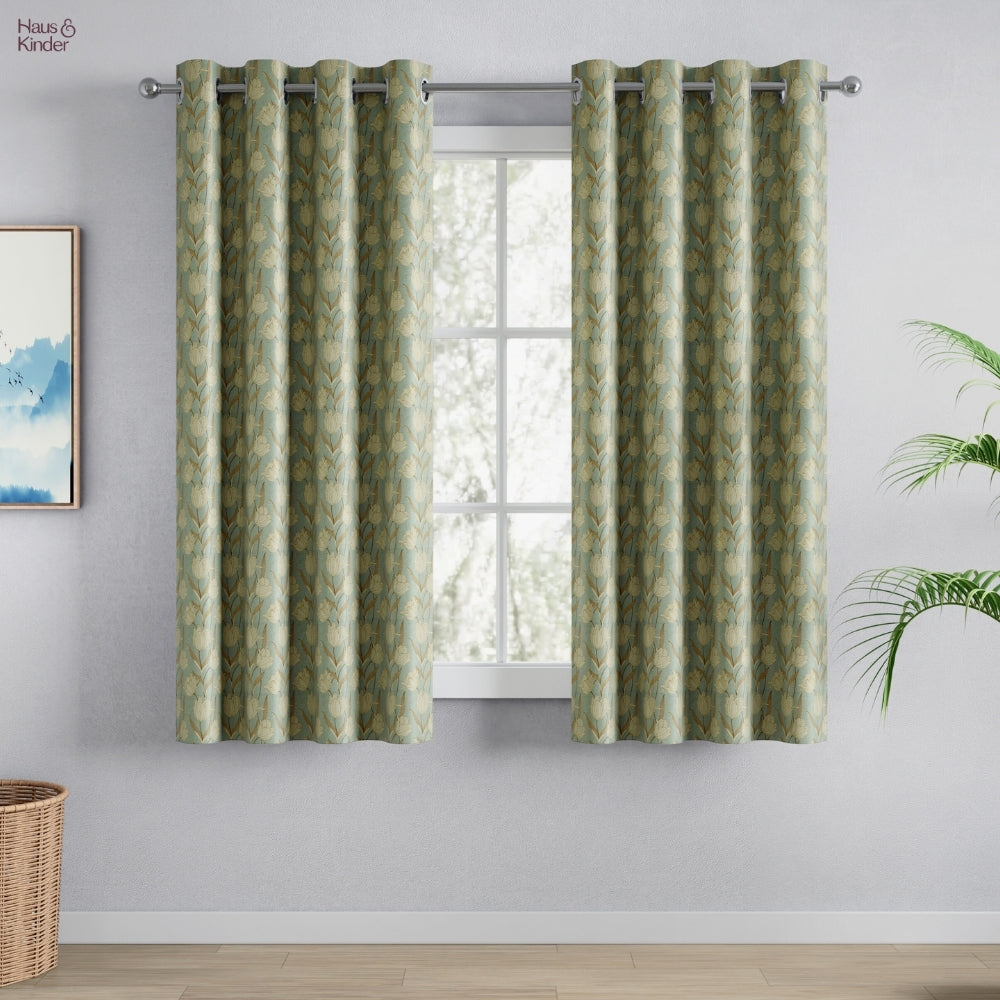 Blackout Digital Printed Pack Of 2 Curtain, Mist