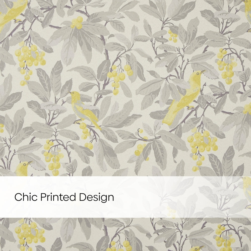 Blackout Digital Printed Pack Of 2 Curtain Amber Aviary, Grey