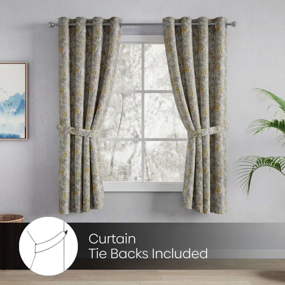 Blackout Digital Printed Pack Of 2 Curtain Amber Aviary, Grey - Blackout Curtains | haus & kinder