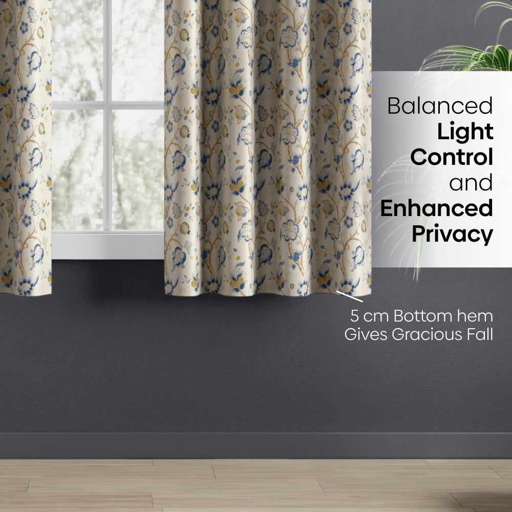 Blackout Digital Printed Pack Of 2 Curtain, Blue