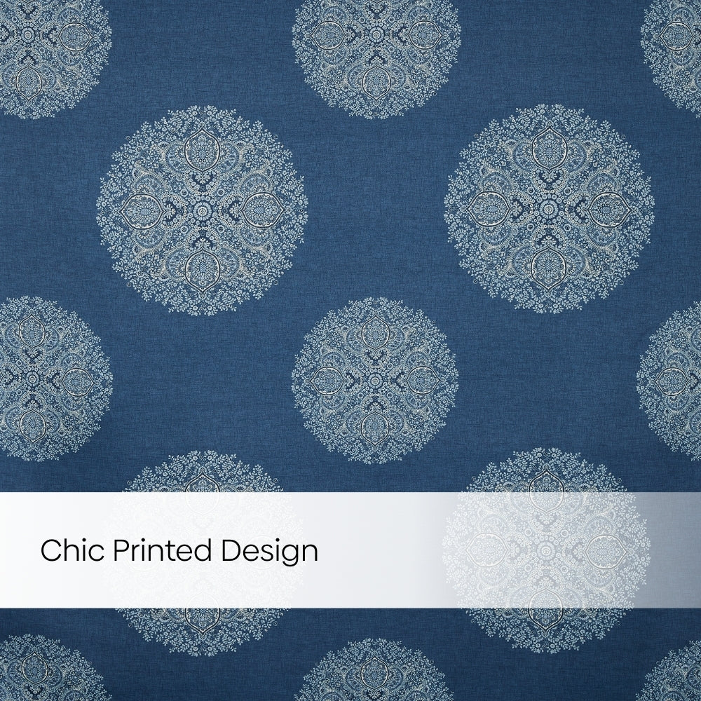 Blackout Digital Printed Pack Of 2 Curtain Heritage Orb, Blue