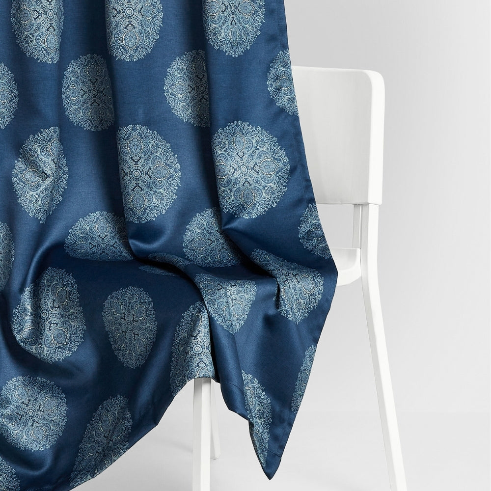 Blackout Digital Printed Pack Of 2 Curtain Heritage Orb, Blue