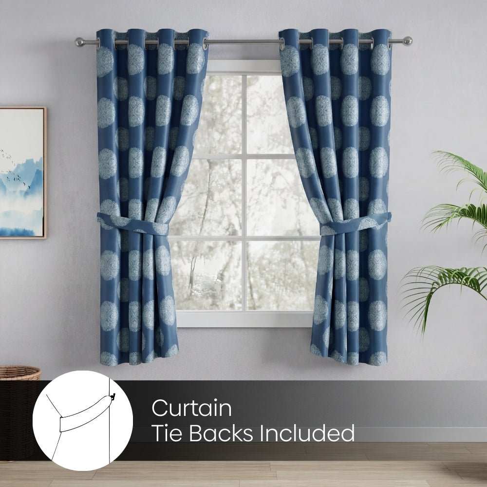 Blackout Digital Printed Pack Of 2 Curtain Heritage Orb, Blue - Blackout Curtains | haus & kinder