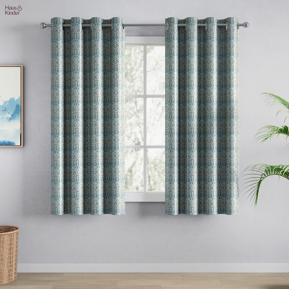 Blackout Digital Printed Pack Of 2 Curtain Cerulean Court, Blue