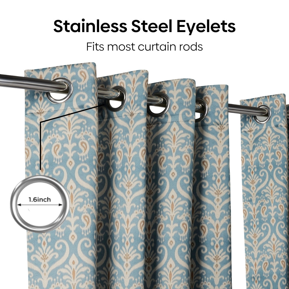 Blackout Digital Printed Pack Of 2 Curtain Cerulean Court, Blue