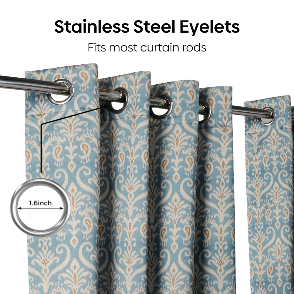 Blackout Digital Printed Pack Of 2 Curtain Cerulean Court, Blue - Blackout Curtains | haus & kinder