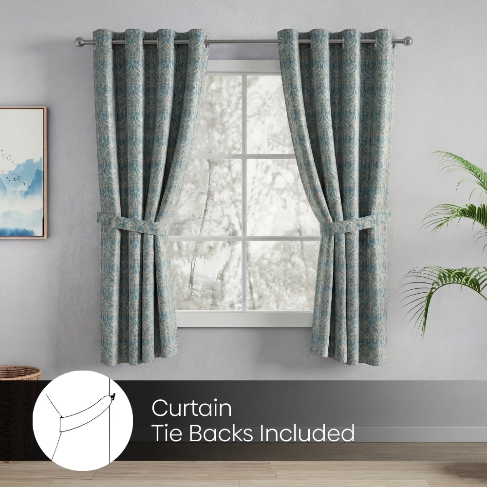 Blackout Digital Printed Pack Of 2 Curtain Cerulean Court, Blue
