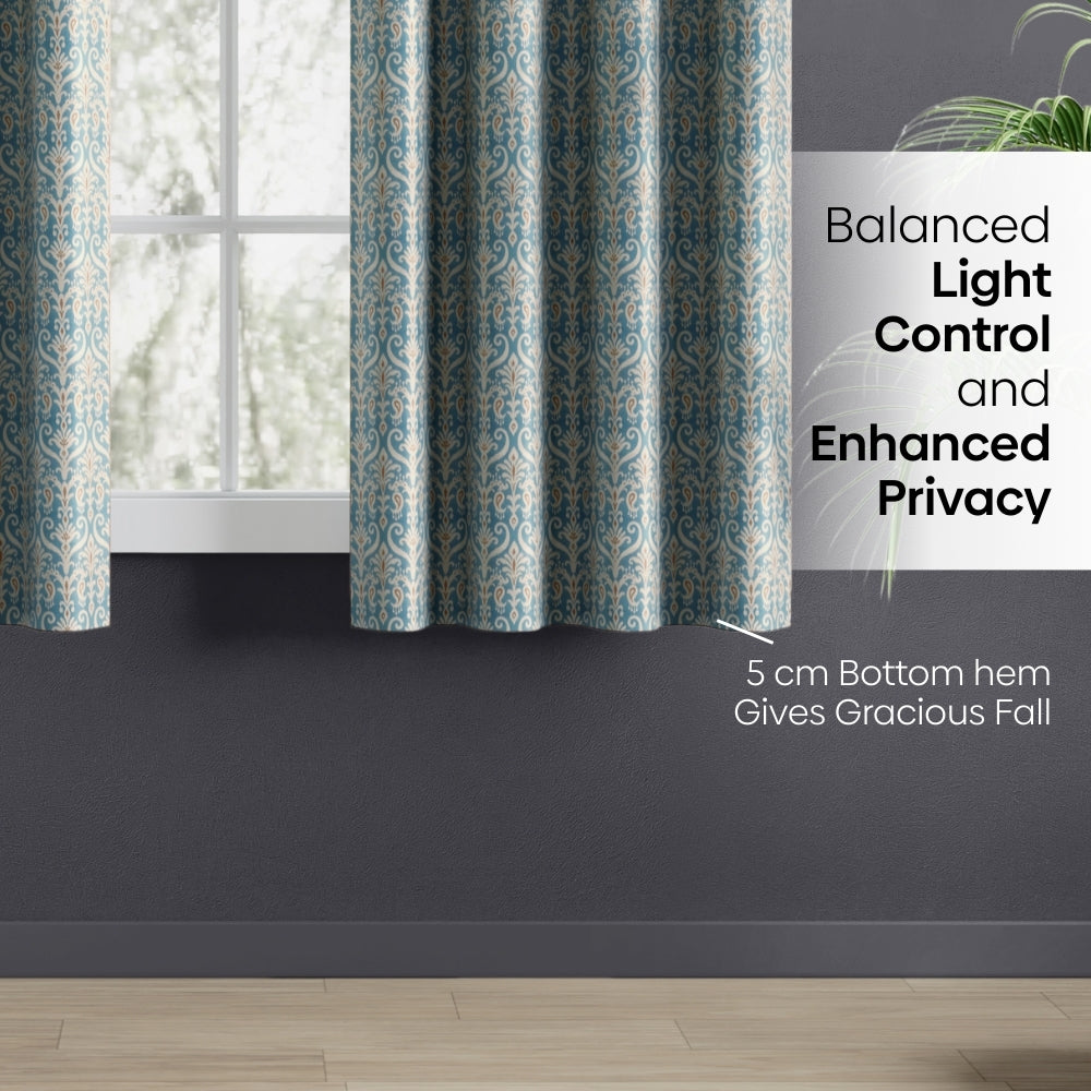 Blackout Digital Printed Pack Of 2 Curtain Cerulean Court, Blue