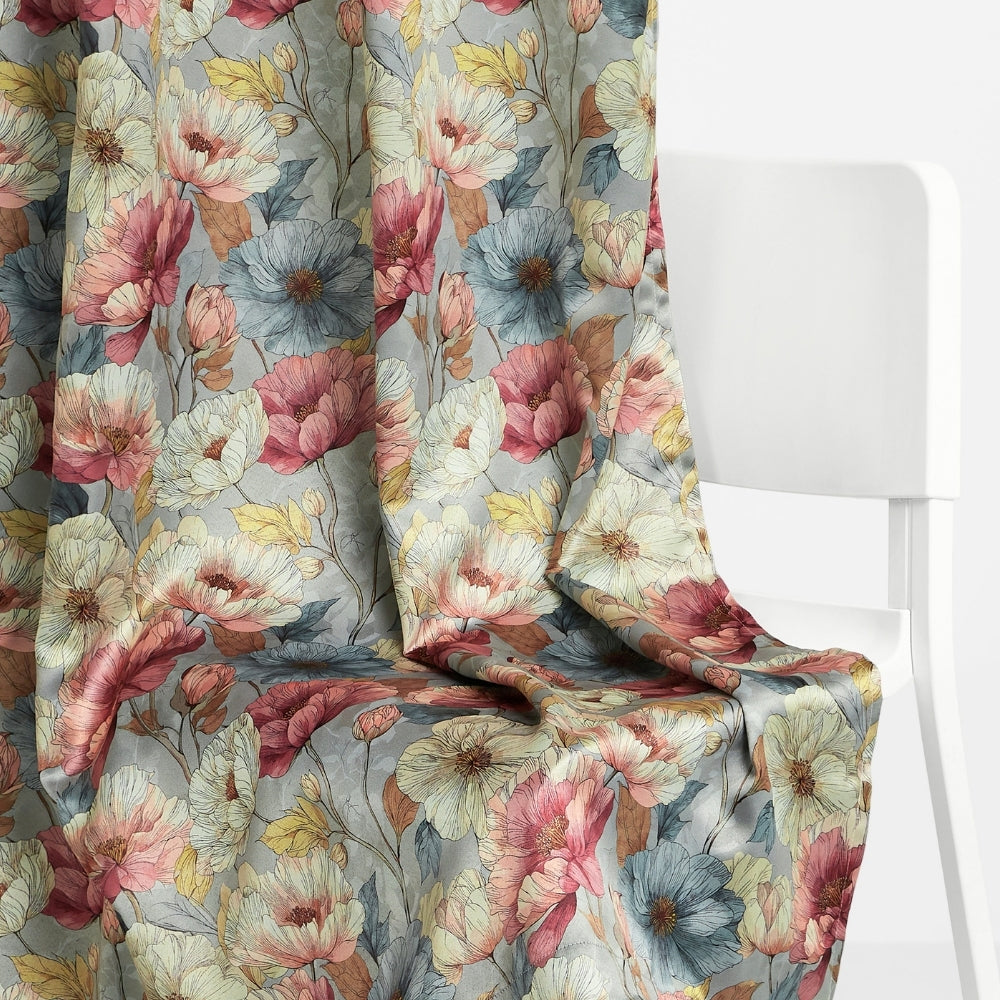 Floral Canvas Blackout Printed Curtain Pack Of 2, Multicolor