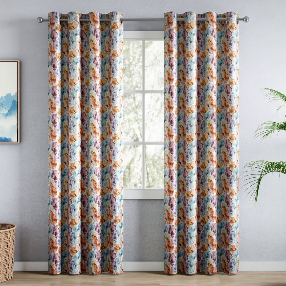 Royal Garden Blackout Printed Curtain Pack Of 2, Multicolor - Cotton Printed Curtains | haus & kinder