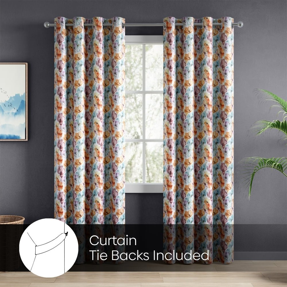 Royal Garden Blackout Printed Curtain Pack Of 2, Multicolor - Cotton Printed Curtains | haus & kinder