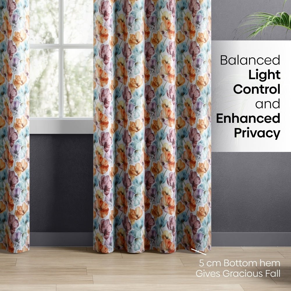 Royal Garden Blackout Printed Curtain Pack Of 2, Multicolor - Cotton Printed Curtains | haus & kinder