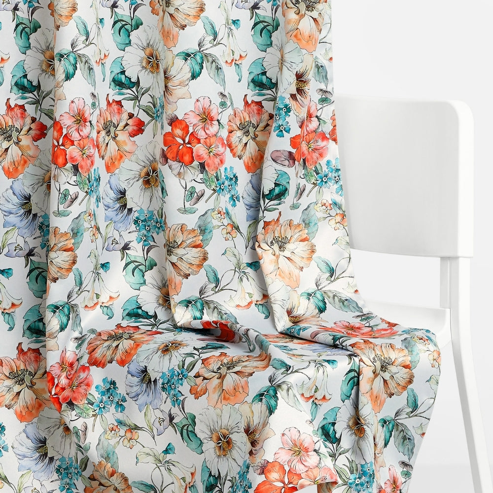 Floral Cascade Blackout Printed Curtain Pack Of 2, Multicolor