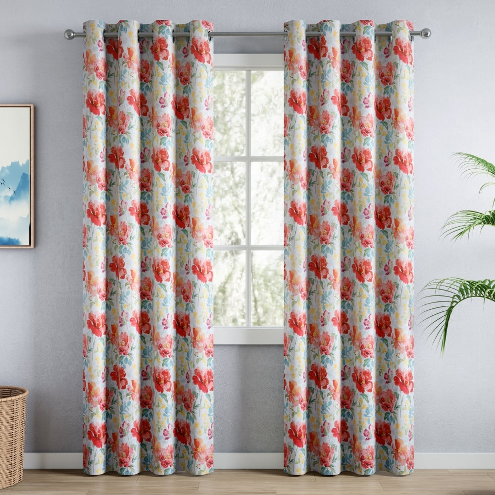 Bloom Symphony Blackout Printed Curtain Pack Of 2, Multicolor