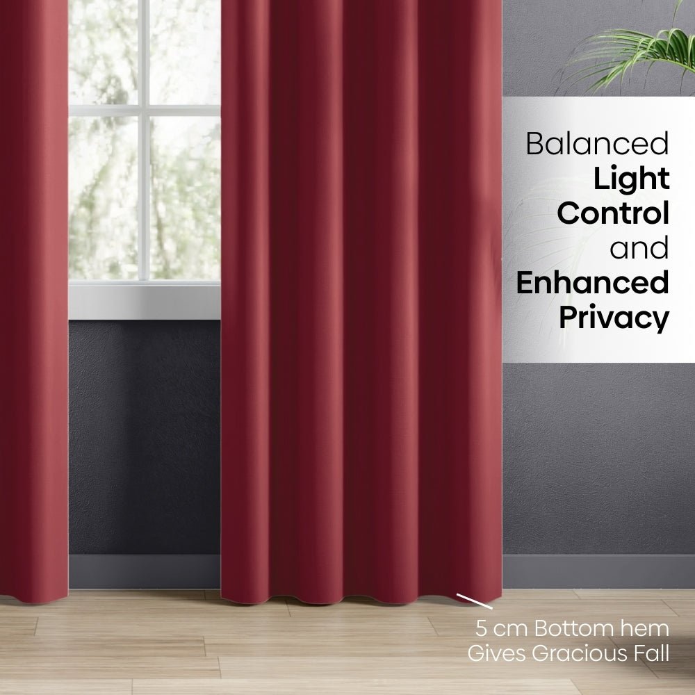 Blackout Solid Essential Drape Pack Of 2 Curtain, Crimson - Blackout Curtains | haus & kinder