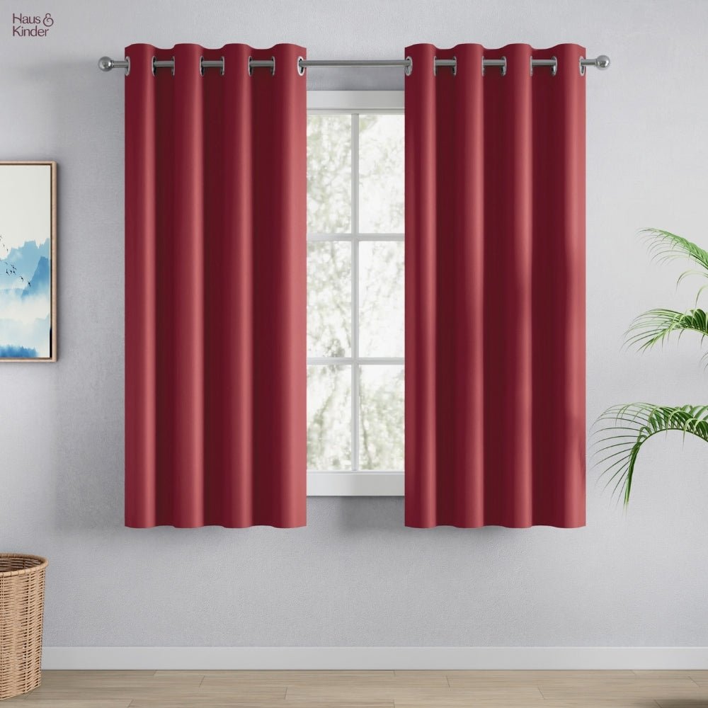 Blackout Solid Essential Drape Pack Of 2 Curtain, Crimson - Blackout Curtains | haus & kinder