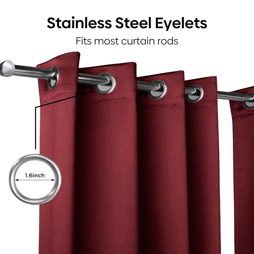 Blackout Solid Essential Drape Pack Of 2 Curtain, Crimson - Blackout Curtains | haus & kinder
