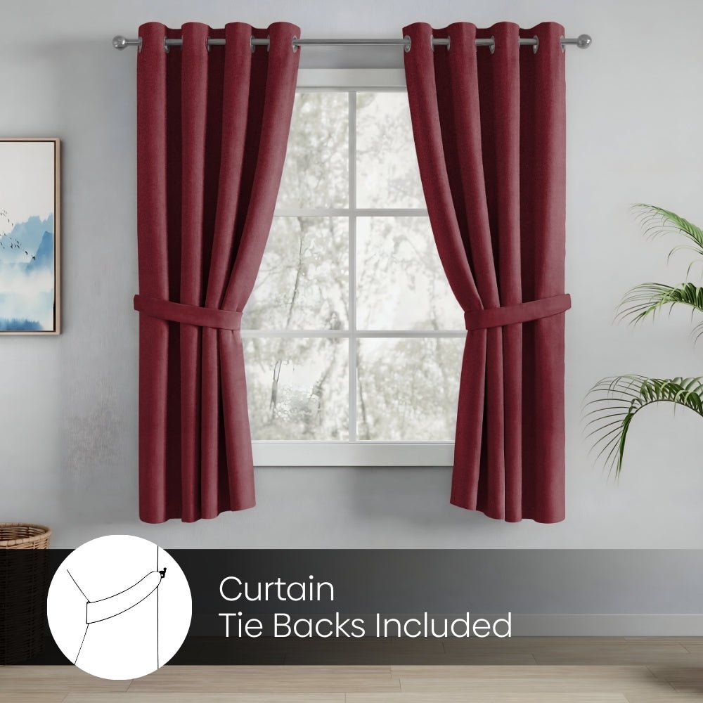 Blackout Solid Essential Drape Pack Of 2 Curtain, Crimson - Blackout Curtains | haus & kinder