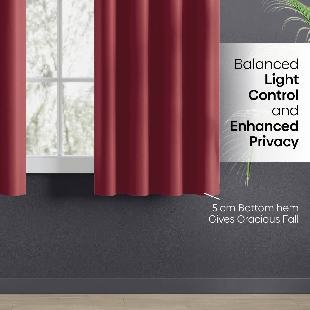 Blackout Solid Essential Drape Pack Of 2 Curtain, Crimson - Blackout Curtains | haus & kinder
