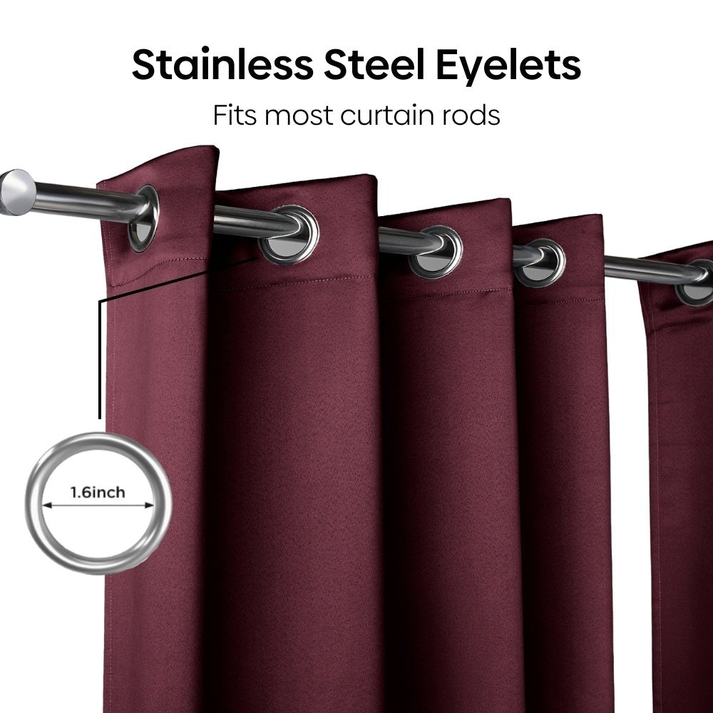 Blackout Solid Essential Drape Pack Of 2 Curtain, Wine - Blackout Curtains | haus & kinder