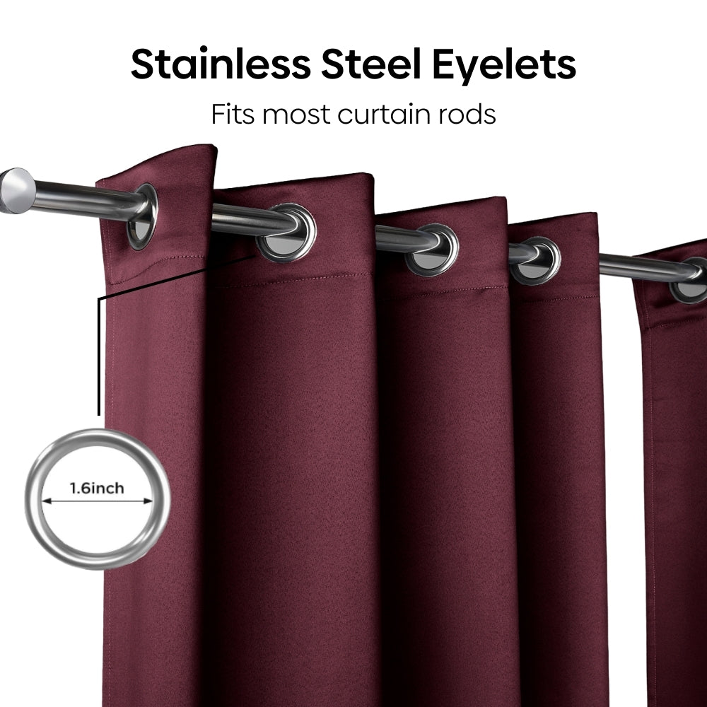 Blackout Solid Essential Drape Pack Of 2 Curtain, Wine