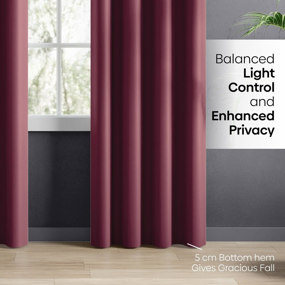 Blackout Solid Essential Drape Pack Of 2 Curtain, Wine - Blackout Curtains | haus & kinder
