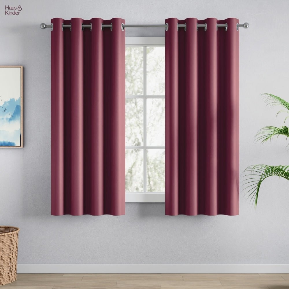 Blackout Solid Essential Drape Pack Of 2 Curtain, Wine - Blackout Curtains | haus & kinder