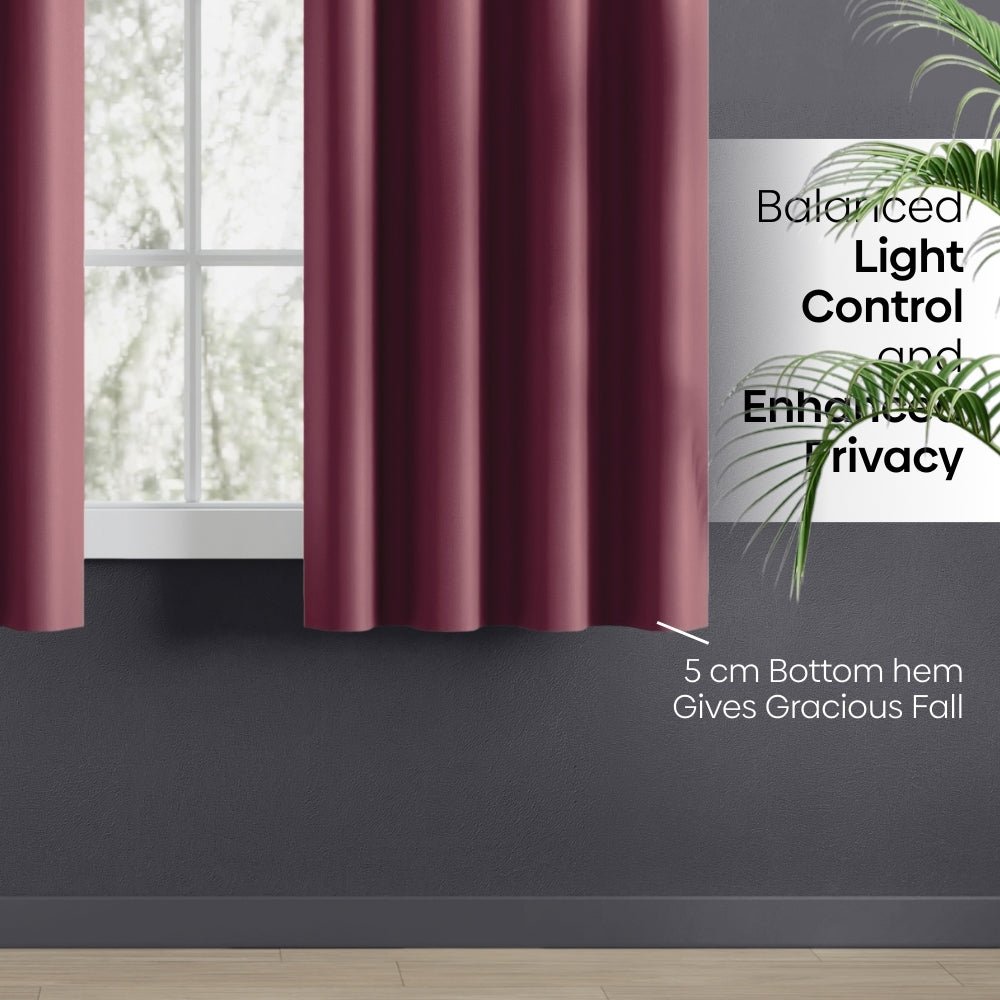 Blackout Solid Essential Drape Pack Of 2 Curtain, Wine - Blackout Curtains | haus & kinder