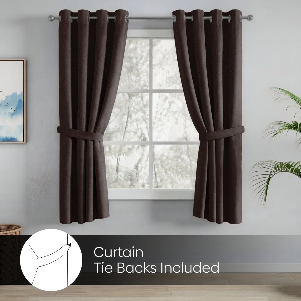 Blackout Solid Essential Drape Pack Of 2 Curtain, Mocha - Blackout Curtains | haus & kinder