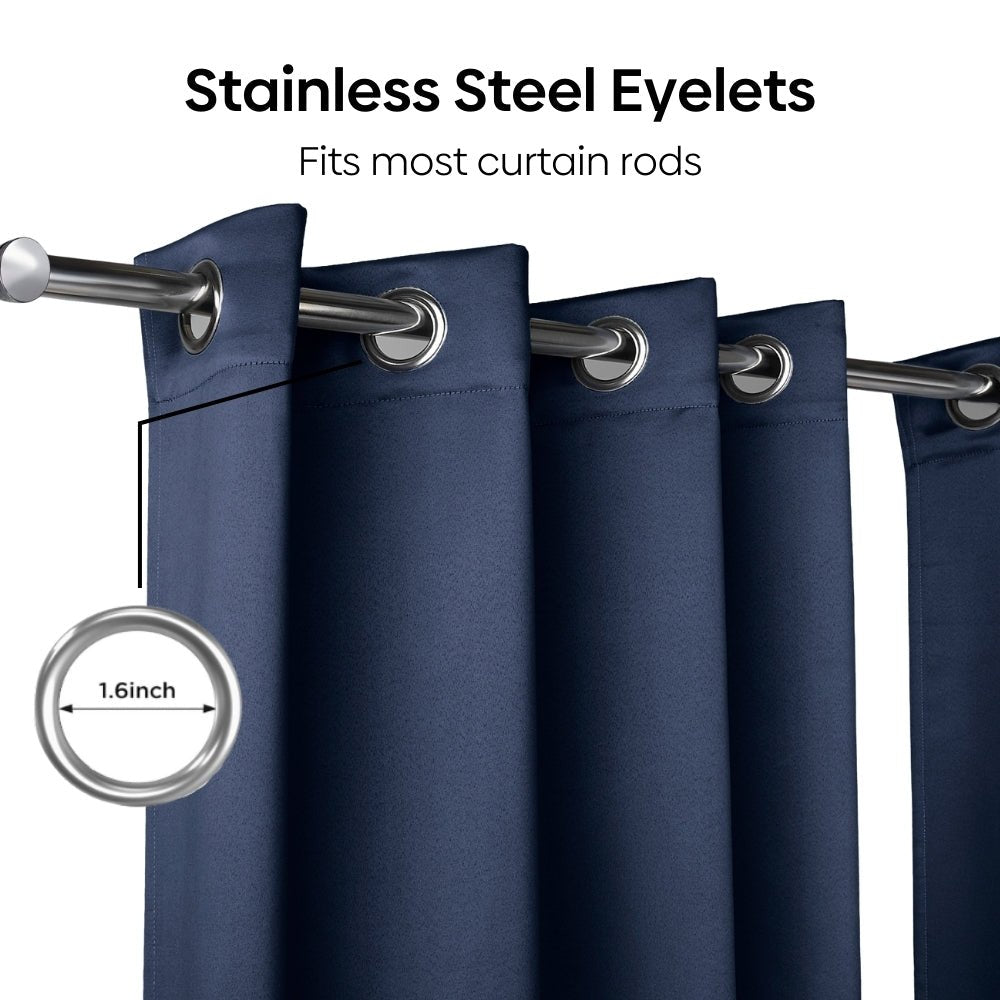Blackout Solid Essential Drape Pack Of 2 Curtain, Navy - Blackout Curtains | haus & kinder