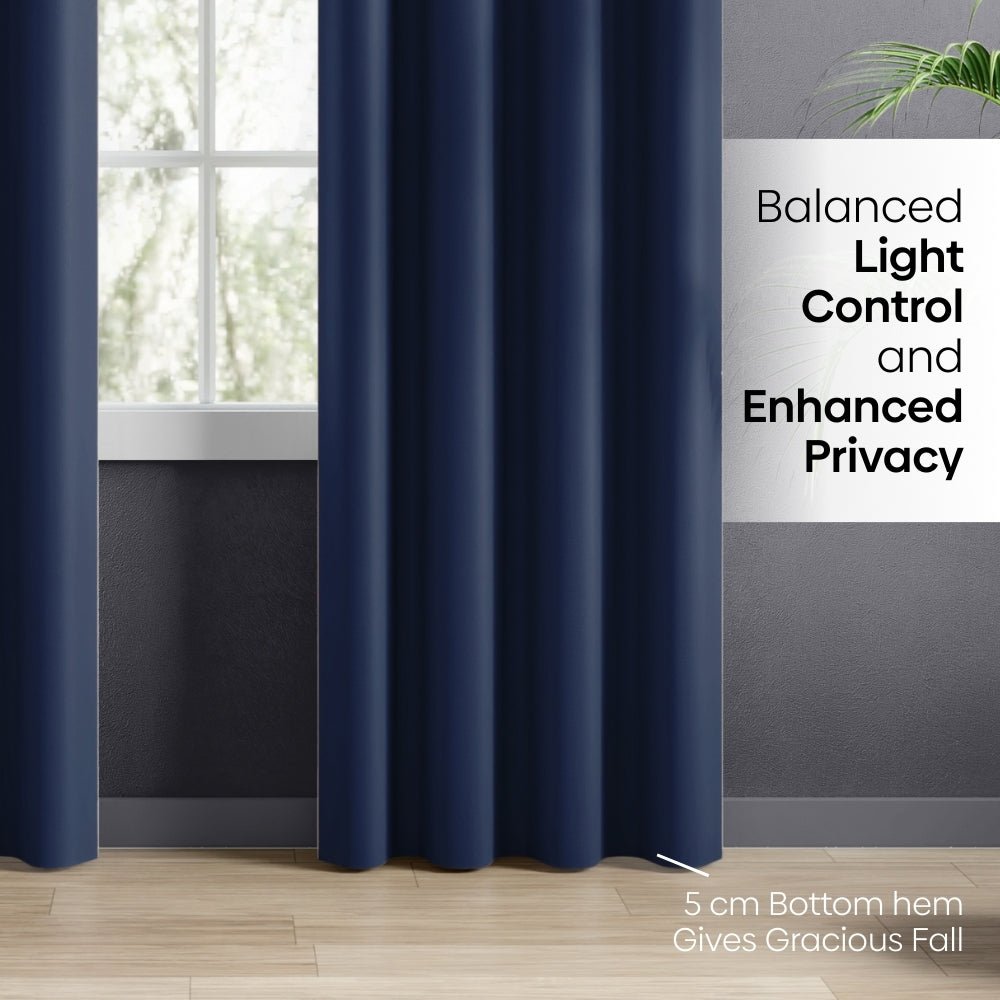 Blackout Solid Essential Drape Pack Of 2 Curtain, Navy - Blackout Curtains | haus & kinder