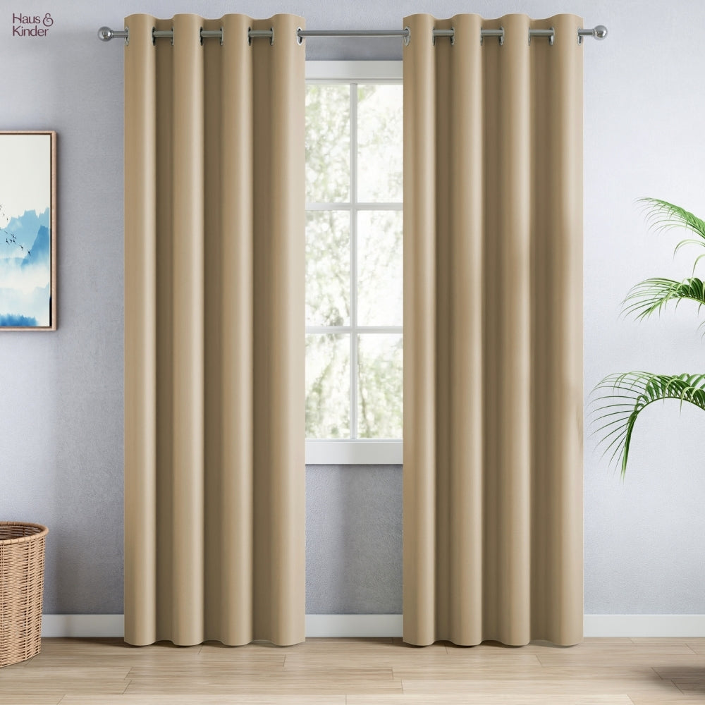 Blackout Solid Essential Drape Pack Of 2 Curtain, Beige