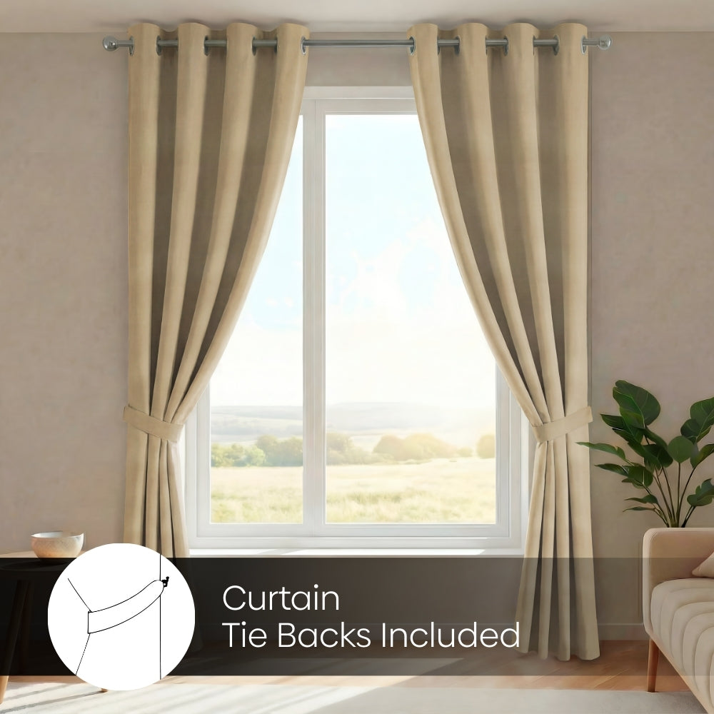 Blackout Solid Essential Drape Pack Of 2 Curtain, Beige